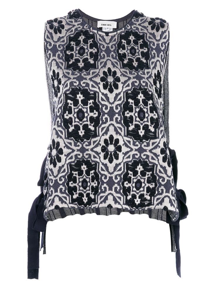 Circus Hotel Sleeveless Embroidered Blouse - Blue