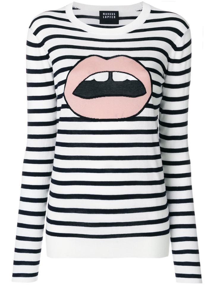 Markus Lupfer Lips Striped Jumper - White