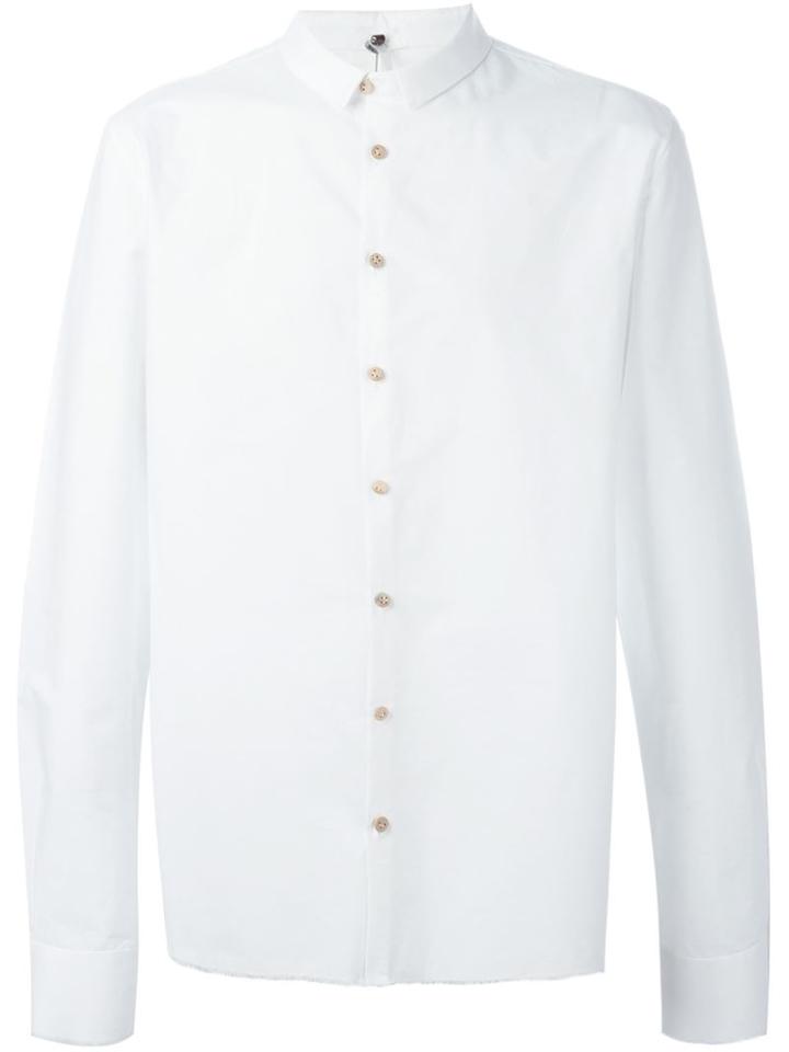 Label Under Construction Frayed Buttonholes Shirt, Men's, Size: 50, White, Cotton
