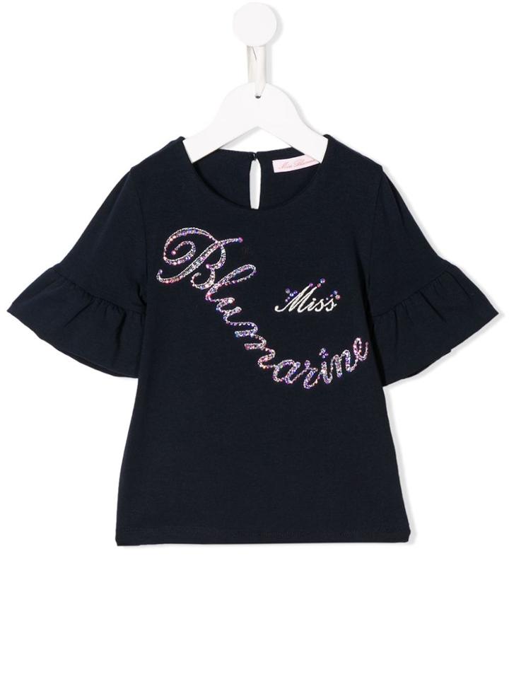 Miss Blumarine Rhinestone Logo Top - Blue