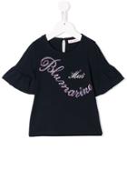 Miss Blumarine Rhinestone Logo Top - Blue