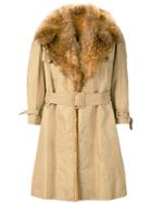 A.n.g.e.l.o. Vintage Cult 1970's Fur Trimmed Trench Coat - Neutrals