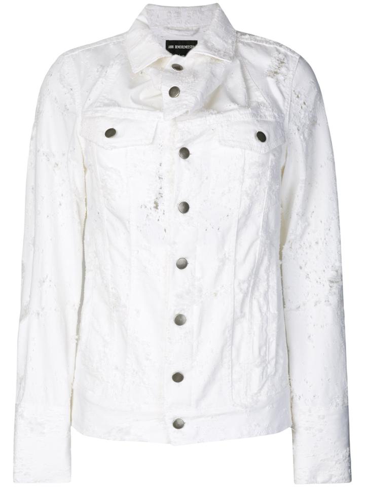Ann Demeulemeester Distressed Denim Jacket - White