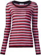 Sonia Rykiel Striped Scoop Neck Sweater, Women's, Size: Large, Black, Silk/cotton