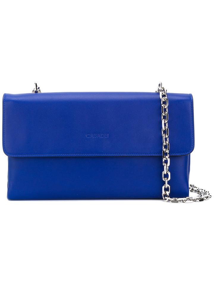 Casadei - Chain Flap Bag - Women - Nappa Leather/satin - One Size, Blue, Nappa Leather/satin