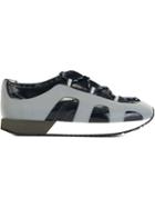 Emporio Armani Panelled Sneakers, Men's, Size: 8, Grey, Leather/polyester/rubber