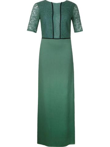 Emannuelle Junqueira Crew Neck Lace Panel Gown