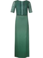Emannuelle Junqueira Crew Neck Lace Panel Gown