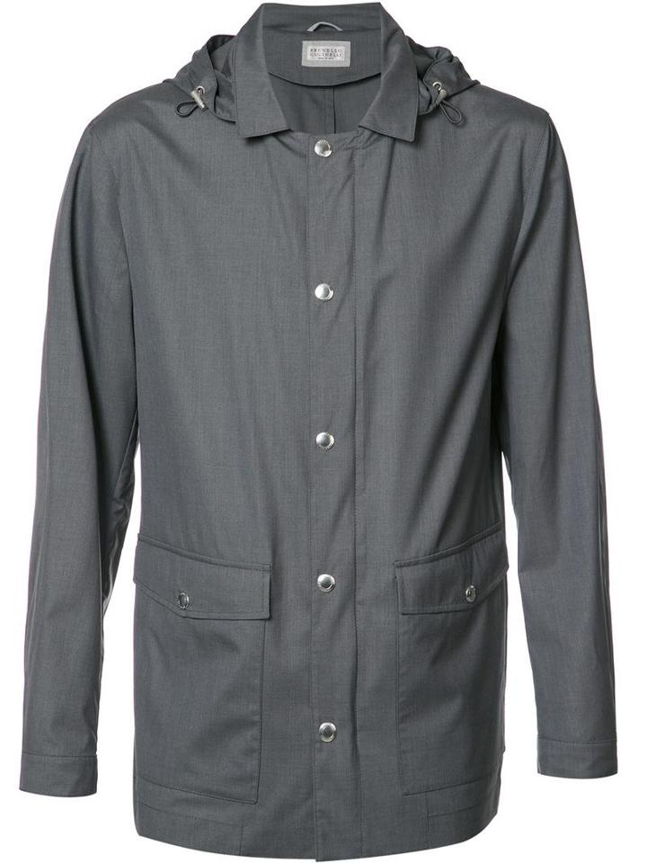 Brunello Cucinelli Zip Up Lightweight Jacket, Men's, Size: 50, Grey, Silk/virgin Wool