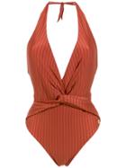 Brigitte Aline Halter Neck Swimsuit - Red
