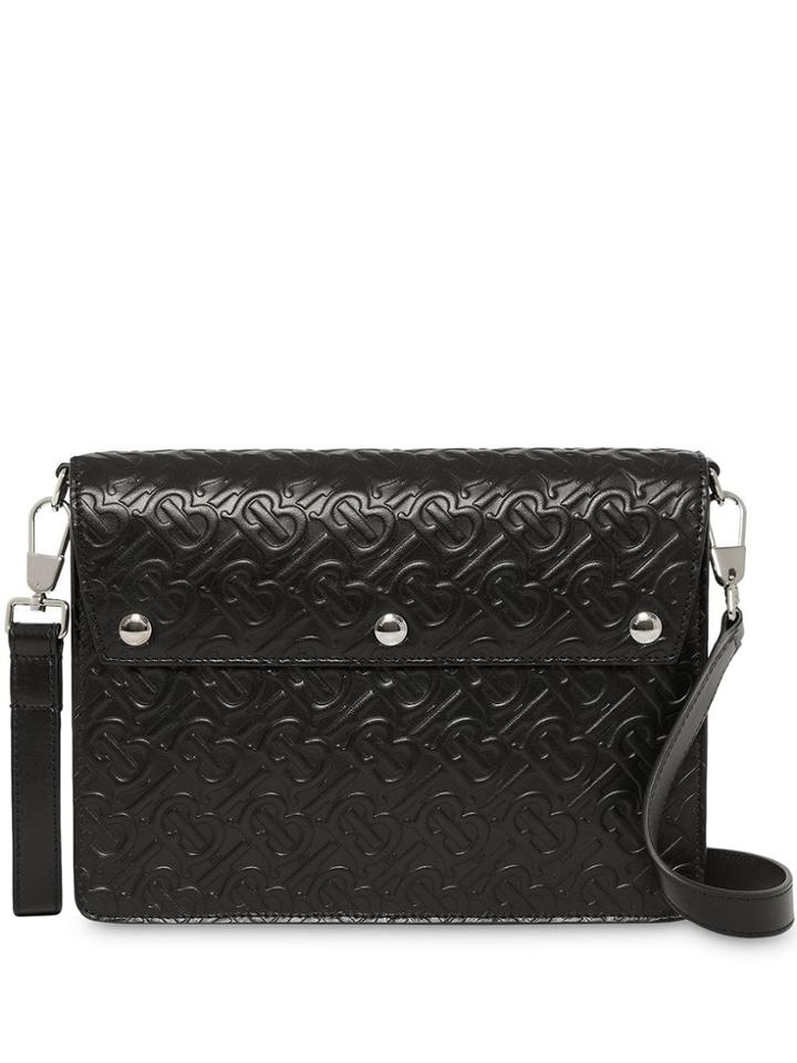 Burberry Triple Stud Monogram Leather Crossbody Bag - Black