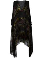 Marco De Vincenzo Floral Print Pleated Dress - Black