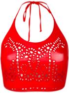 Ermanno Scervino - Lace Halterneck Bikini Top - Women - Polyamide/spandex/elastane - Iv, Red, Polyamide/spandex/elastane