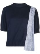 Sacai Pleated Panel Knitted Top - Blue