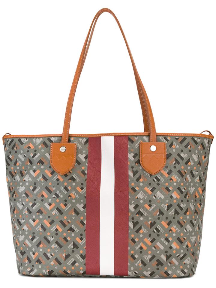 Bally Contrast Tote Bag, Women's, Brown, Pvc