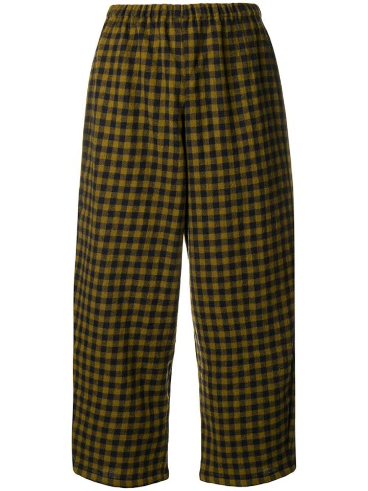 Apuntob Check Cropped Trousers - Green