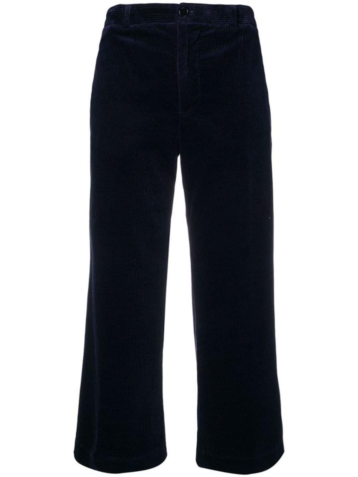 Aspesi Cropped Flared Trousers - Blue