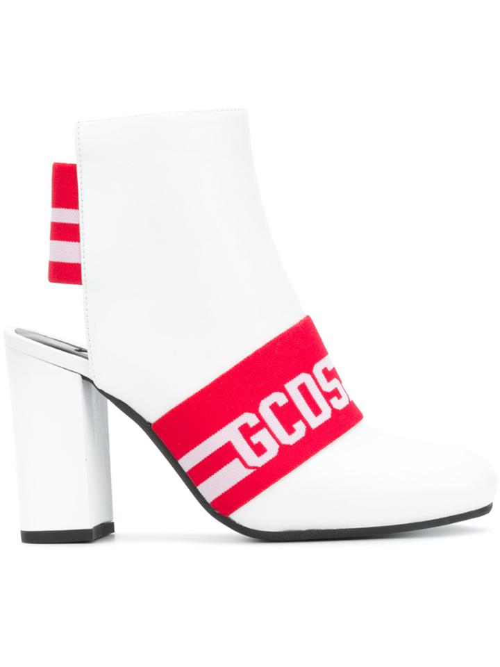 Gcds Backless Logo Ankle Boots - White
