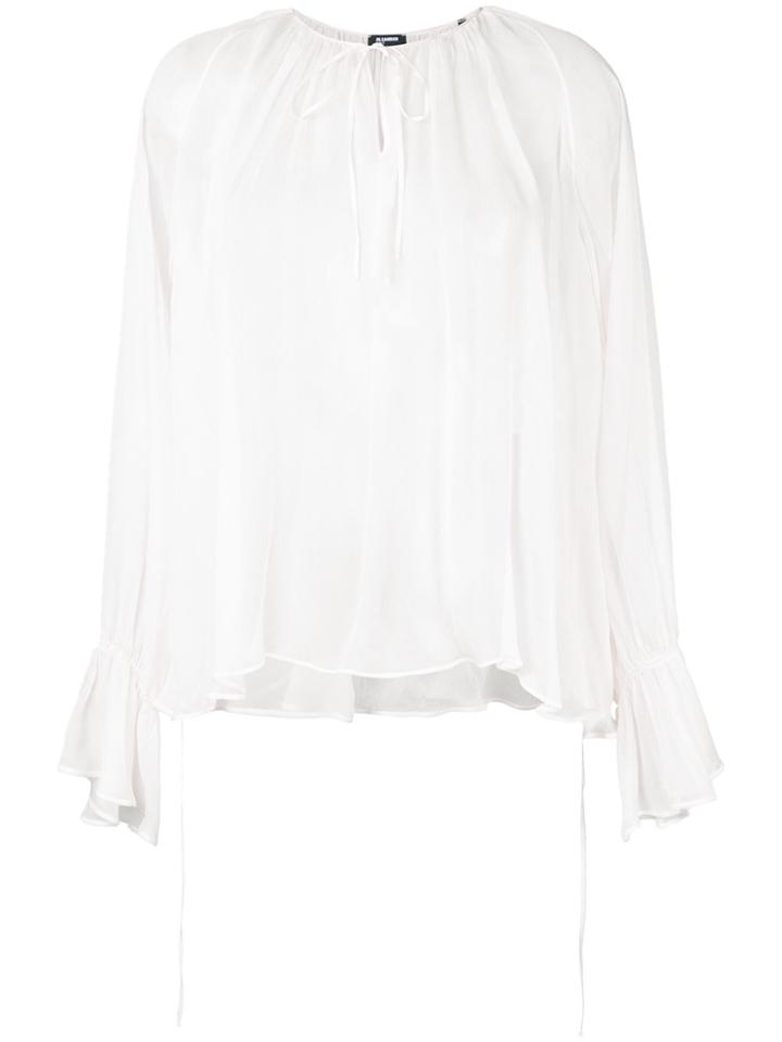 Jil Sander Navy Sheer Shift Blouse - Pink & Purple