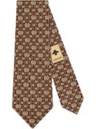 Gucci Double G And Horsebit Silk Tie - Brown