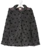 Caffe' D'orzo Teen Dot Detail Hooded Coat - Grey