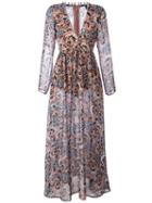 For Love And Lemons Floral Maxi Dress, Women's, Size: Medium, Pink/purple, Polyester/nylon/spandex/elastane