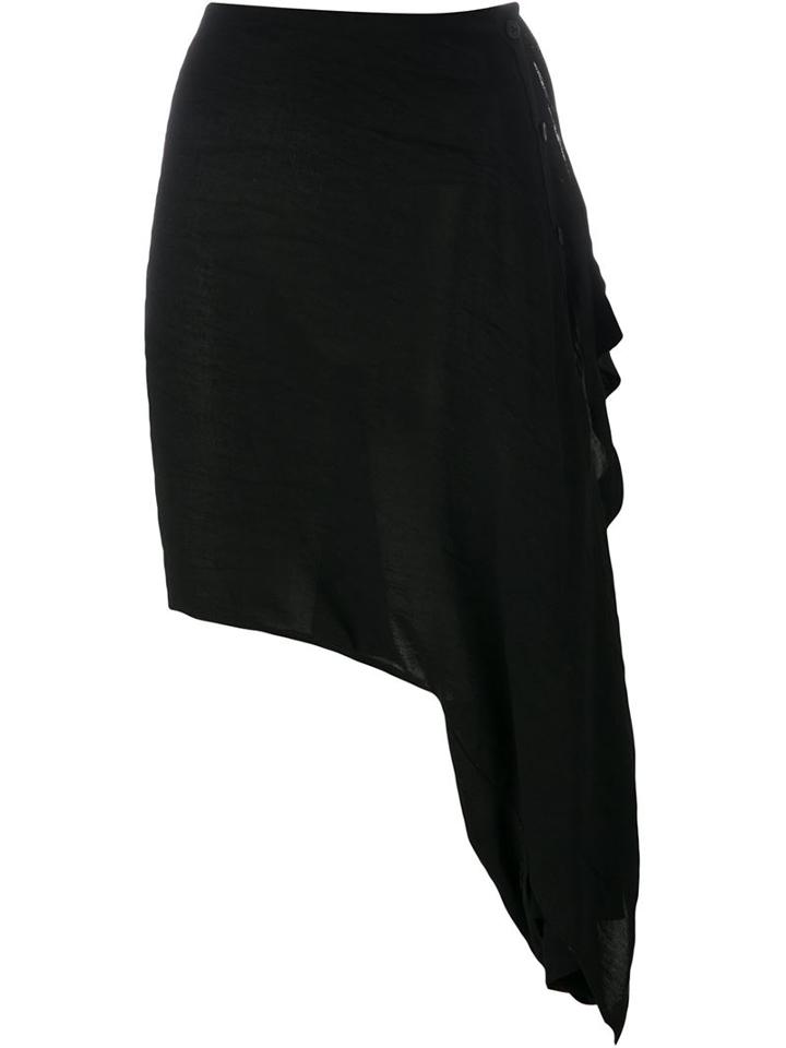 Lost & Found Ria Dunn Buttoned Wrap Skirt, Women's, Size: Medium, Black, Linen/flax/viscose