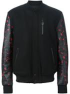 Marcelo Burlon County Of Milan Contrast Sleeve Varsity Jacket, Men's, Size: Small, Black, Wool/polyamide/lamb Skin
