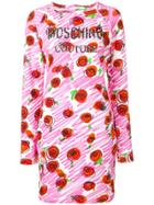 Moschino Rose Logo Fitted Dress - Pink