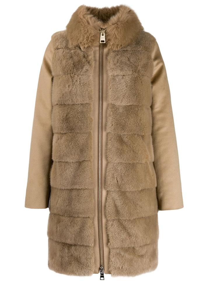 Herno Faux Fur Coat - Brown