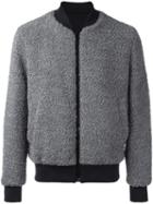 Msgm Furred Effect Bomber Jacket, Men's, Size: 48, Grey, Cotton/acrylic/polyester/wool
