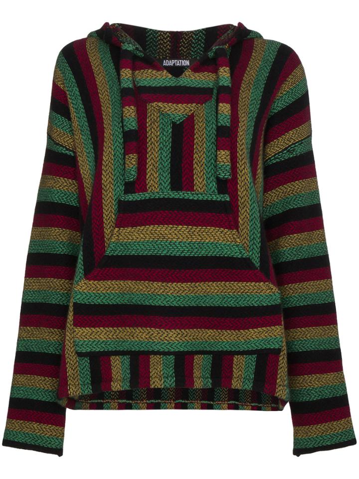 Adaptation Baja Striped Cashmere Hoodie - Black