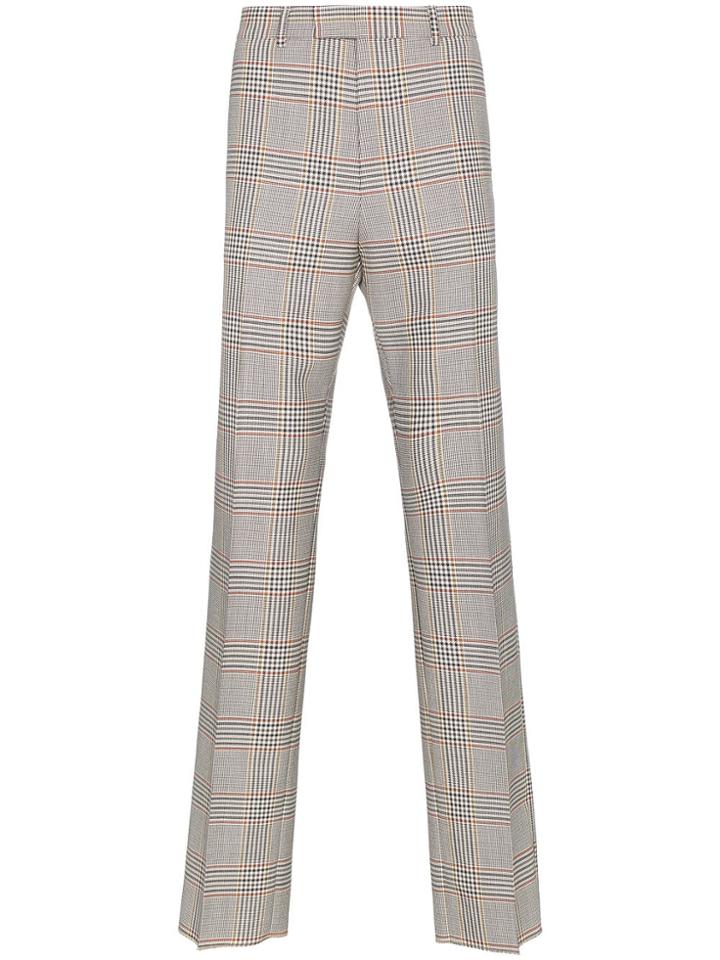 Gucci Tailored Retro Check Wool Trousers - Neutrals