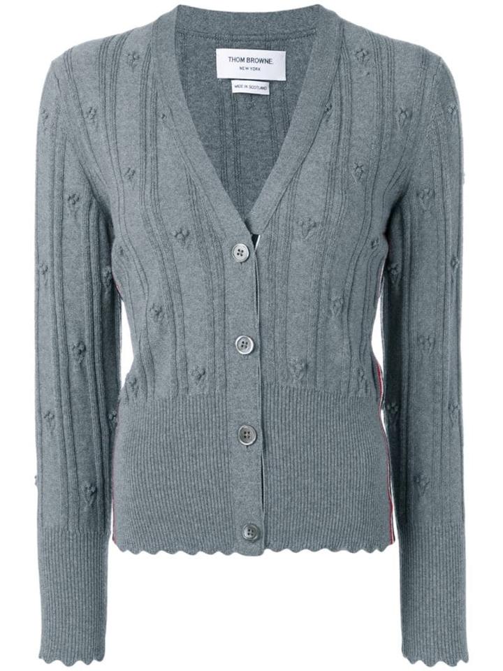 Thom Browne Flower V Neck Cardigan - Grey