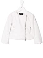 Monnalisa Teen Collarless Side Zip Jacket - White