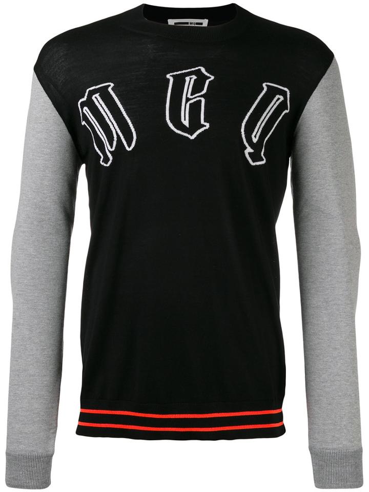 Mcq Alexander Mcqueen Contrast Knitted Sweater, Men's, Size: Xl, Black, Cotton/polyamide/polyester/wool