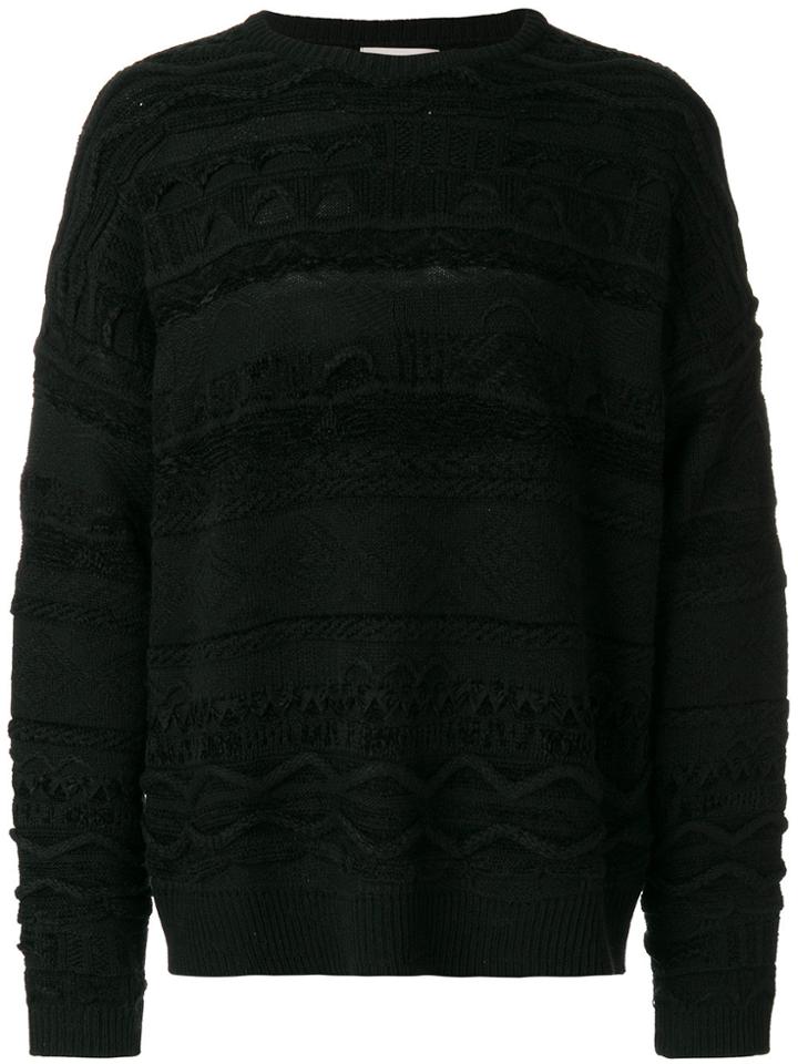 Laneus Cable-knit Sweater - Black