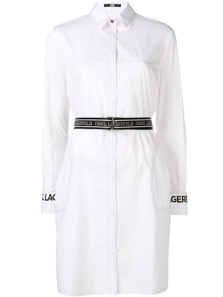 Karl Lagerfeld Shirt Dress With Logo Belt - White