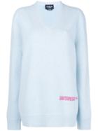 Calvin Klein 205w39nyc Embroidered Text V-neck Jumper - Blue