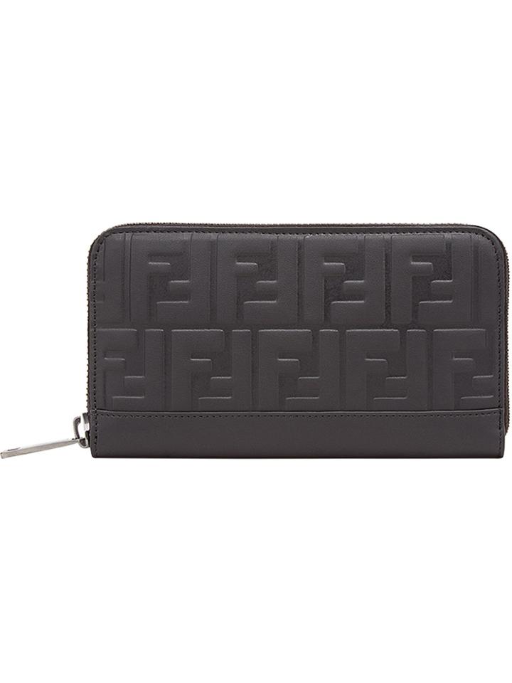 Fendi Logo Embossed Wallet - Grey