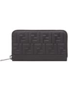 Fendi Logo Embossed Wallet - Grey