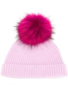 N.peal Ribbed Beanie With Detachable Pom Pom - Pink & Purple