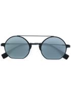 Fendi Eyewear Round Double Bridge Sunglasses - Black