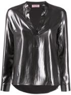 Blanca Metallic Long Sleeve Blouse - Grey