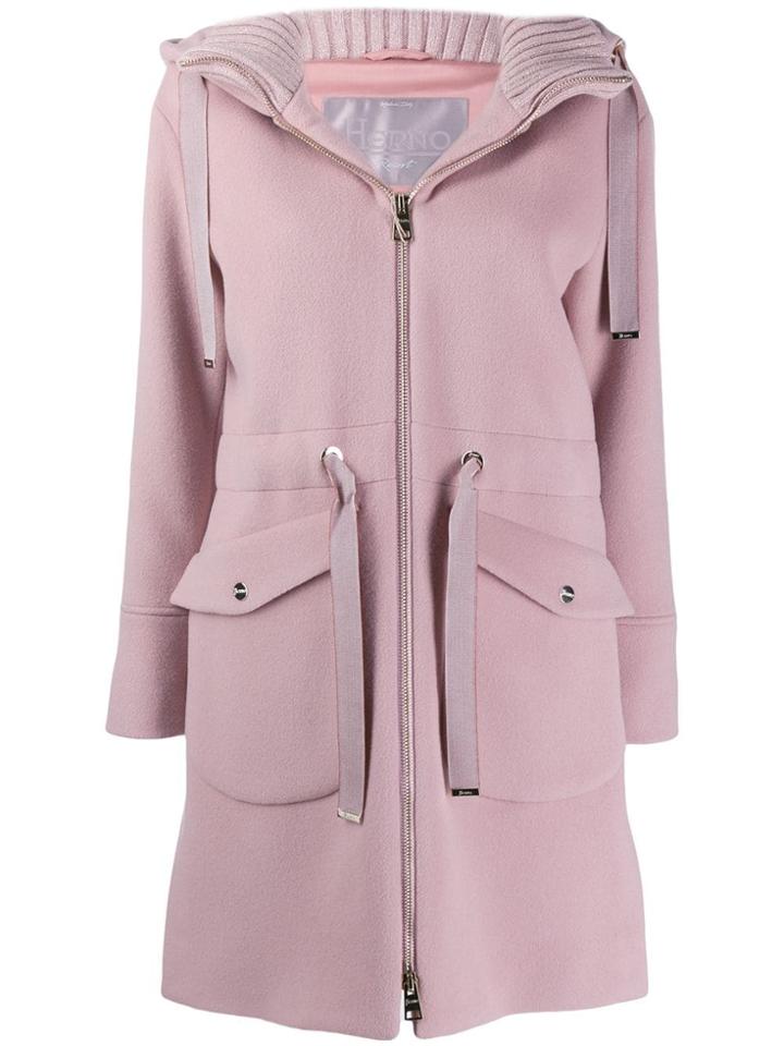 Herno Hooded Zip-up Coat - Pink