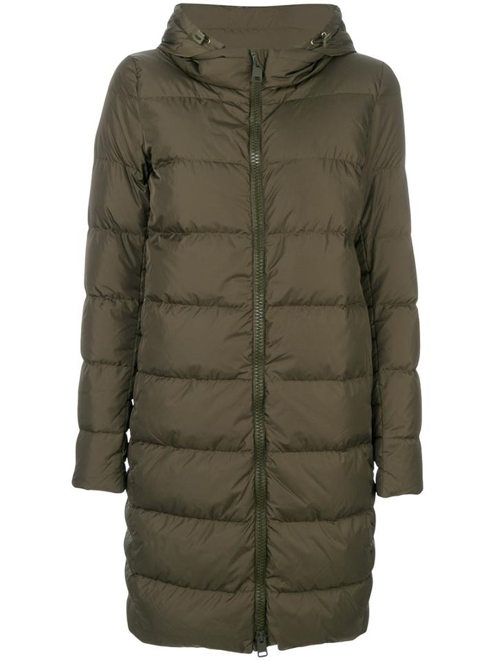 Herno - Padded Hooded Coat - Women - Polyamide/goose Down - 46, Green, Polyamide/goose Down