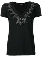 Twin-set Embellished V-neck T-shirt - Black