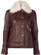 Derek Lam 10 Crosby Shearling Collar Leather Jacket, Women's, Size: 4, Brown, Leather