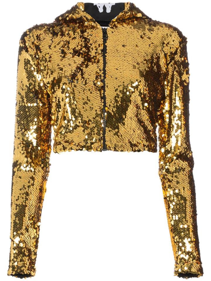 Faith Connexion Embellished Cropped Hoodie - Metallic