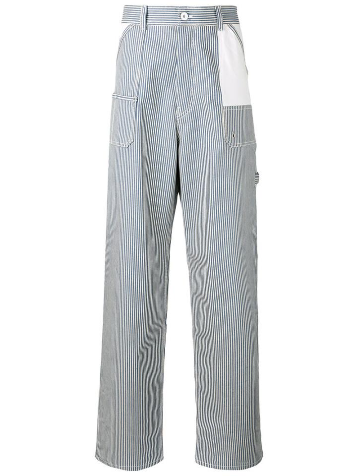 Diesel Black Gold Wide Leg Striped Trousers, Men's, Size: 33, Blue, Cotton/spandex/elastane